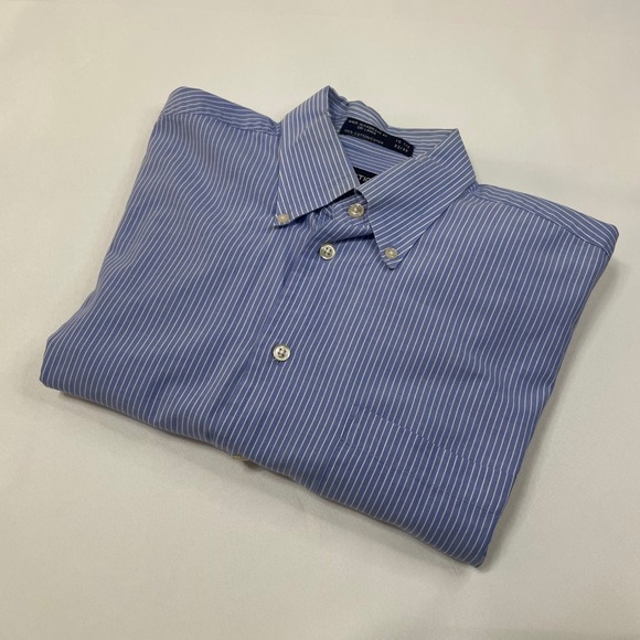 Nautica Men's Blue Stripe Button Down Long Sleeve Dress Shirt Size 15 1/2" 32/33 - Picture 1 of 10